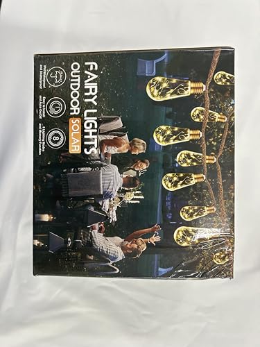 Geemoo Solar Fairy Lights Outdoor Garden - 8M 160 LED Solar String Lights Waterproof, Hemp Rope Solar Festoon Lights with 16 LED Shatterproof Bulbs for Patio, Party, Yard, Xmas Decoration (Warm White)